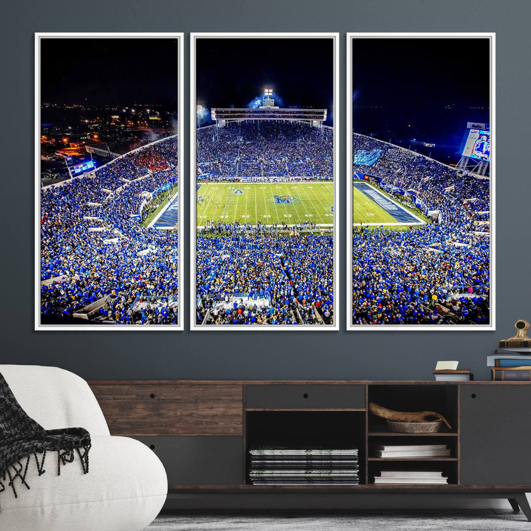 The University of Memphis Tigers Football Team Wall Art Canvas Print shines brightly.