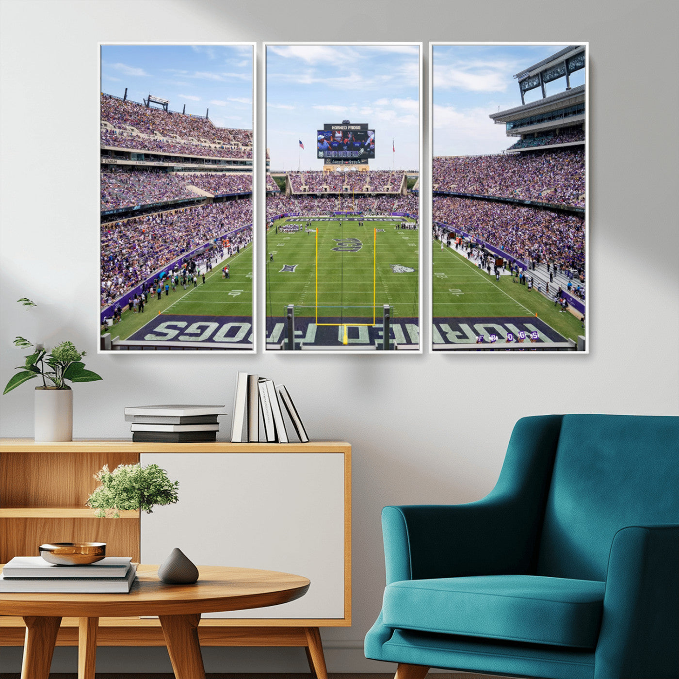 MGV-FC-48X32-3P - TCU Horned Frogs Football Team Print - Fort Worth Amon G. Carter Stadium Wall Art Canvas Print