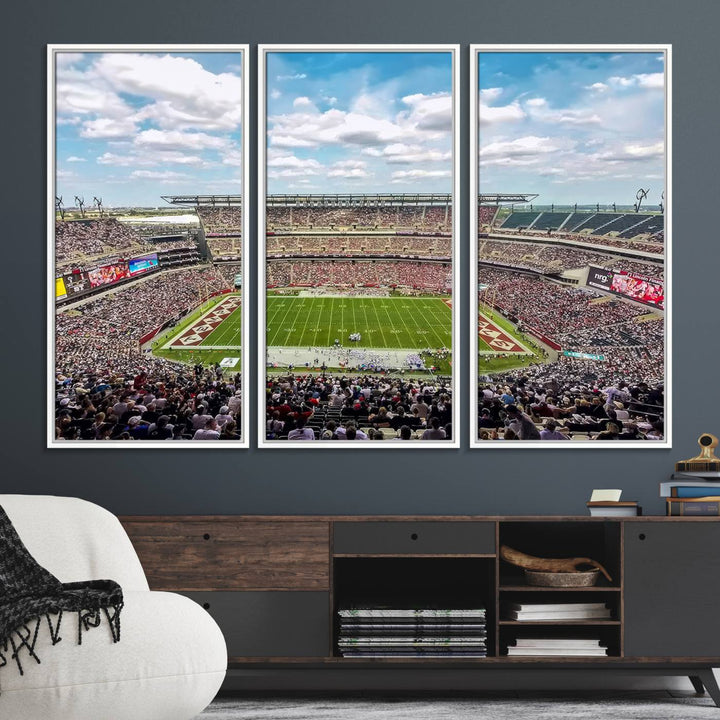 The Temple University Owls Athletics canvas print of a game at Lincoln Financial Field.