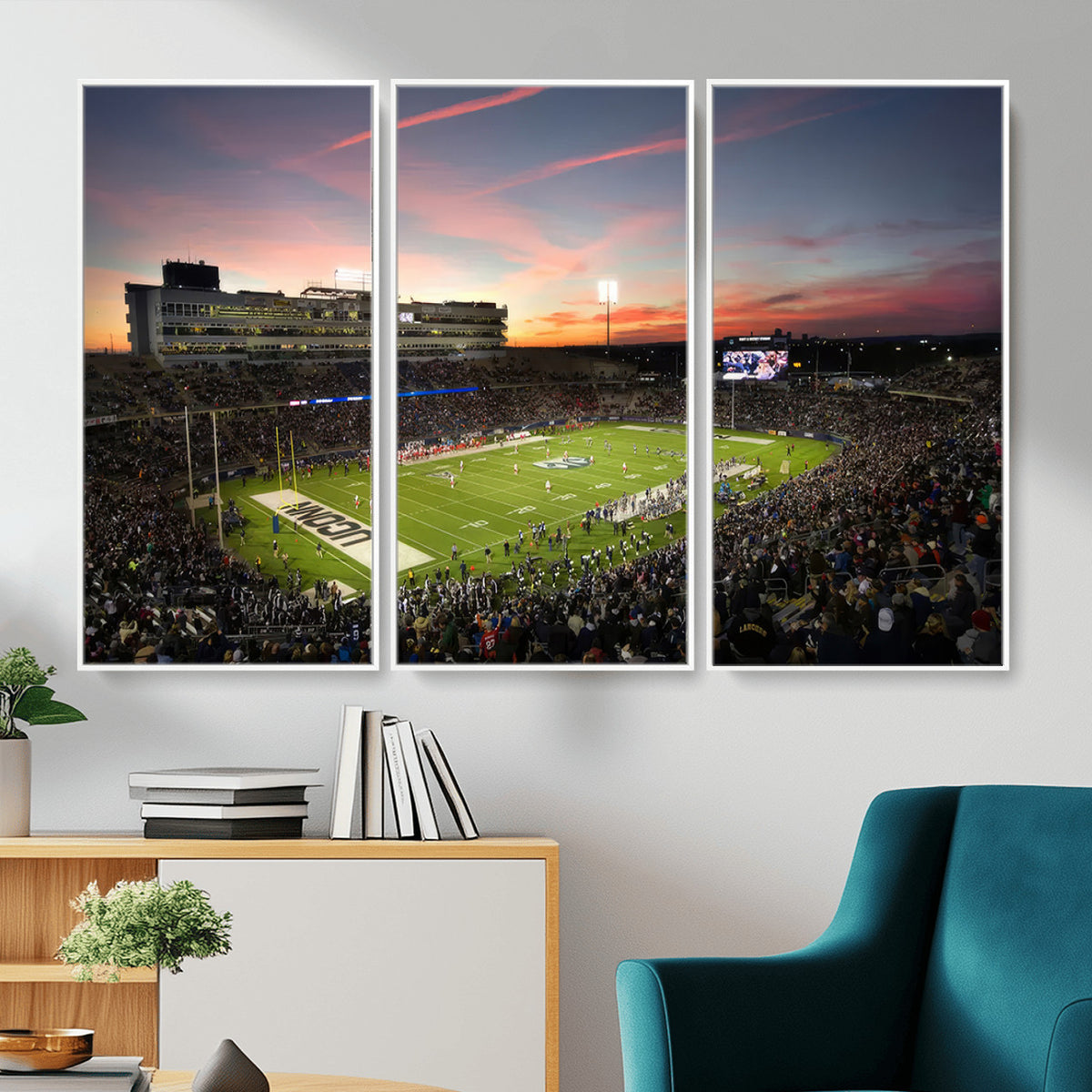 64416-MGV-CV-36X24 - The University of Connecticut UCONN Huskies Football Team Print, Framed and Ready to Hang