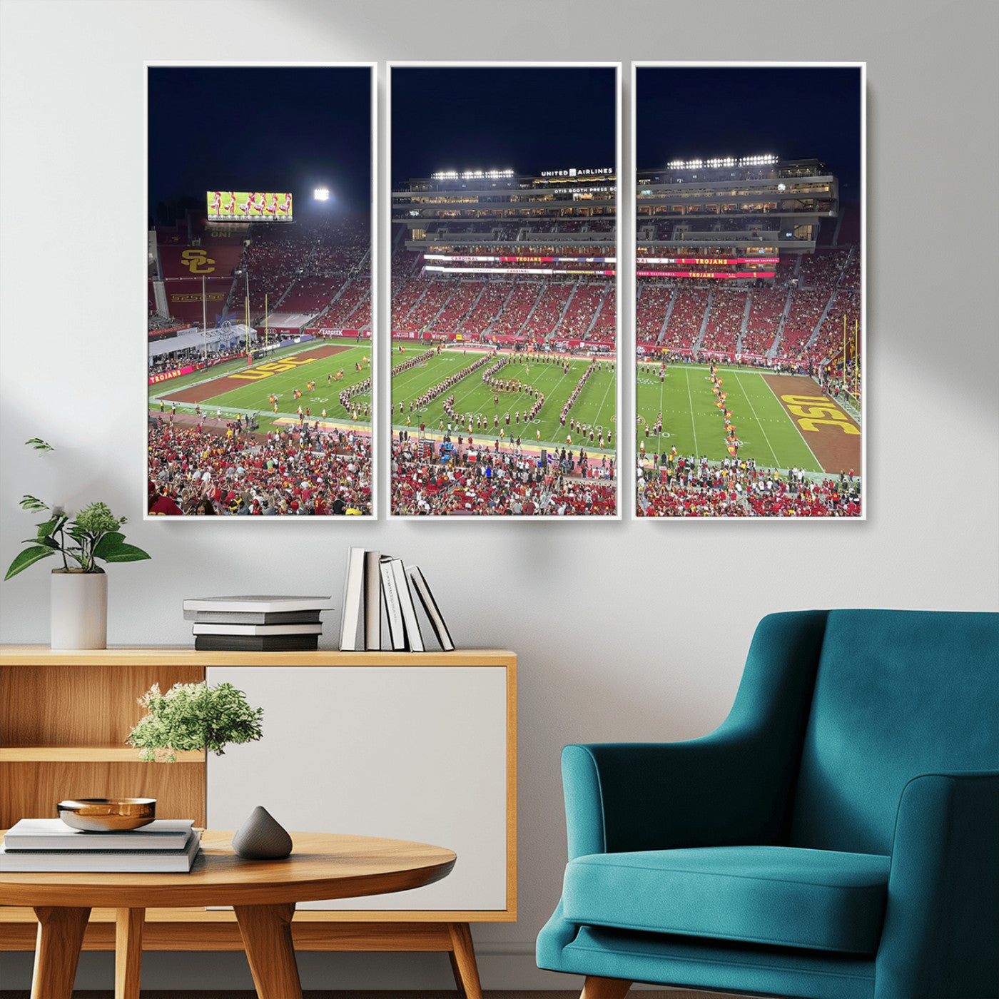 MGV-FC-48X32-3P - The University of Southern California USC Trojans Football Team Print - Los Angeles Memorial