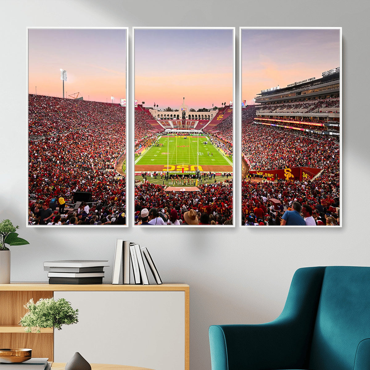 39904-MGV-CV-36X24 - The University of Southern California USC Trojans Football Team Print, Home Bar Wall Decor