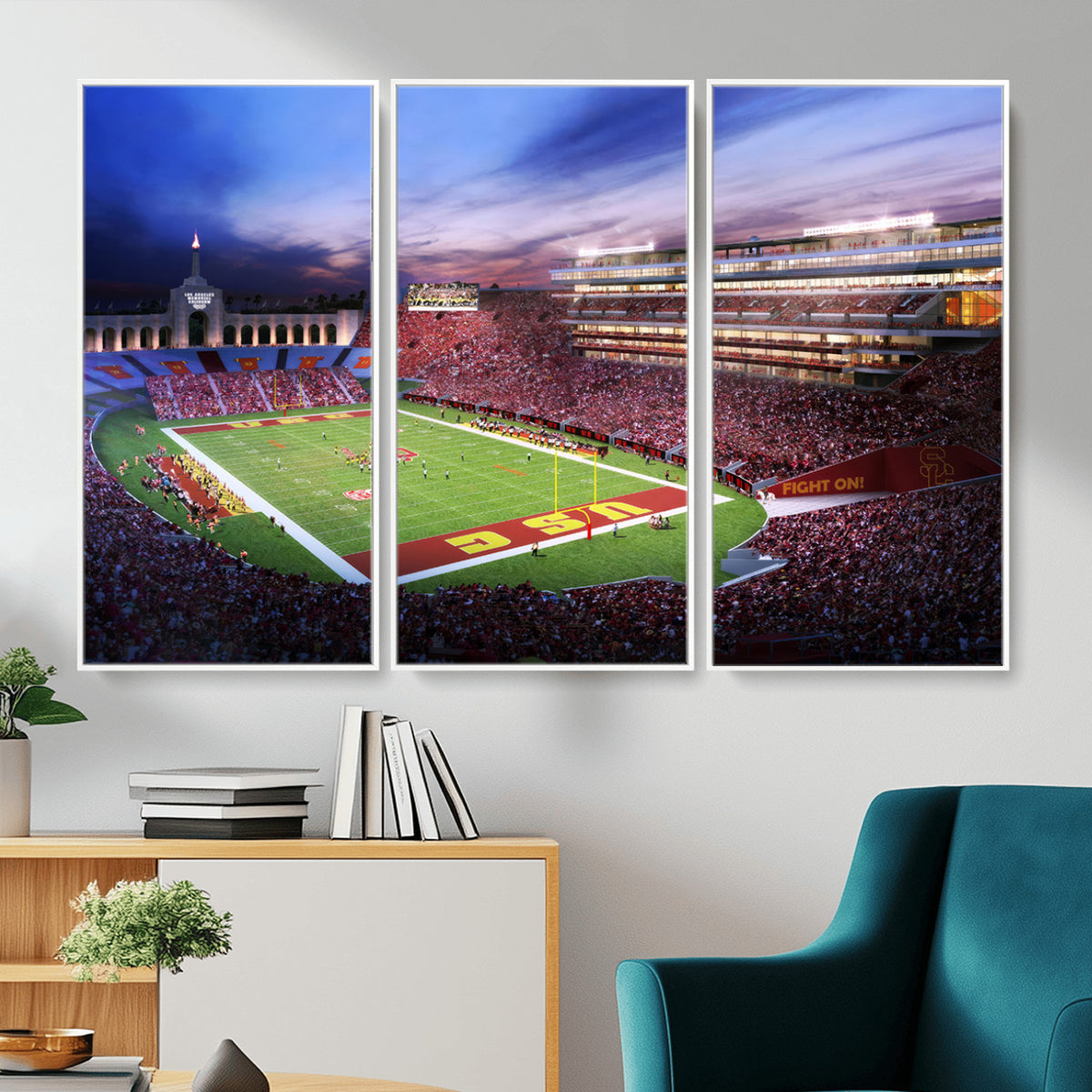71879-MGV-CV-36X24 - The University of Southern California USC Trojans Football Team Print, Framed and Ready to Hang