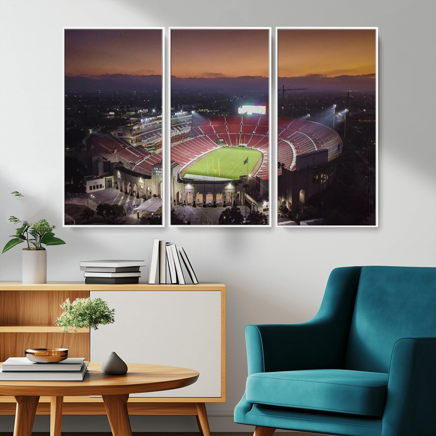 MGV-FC-48X32-3P - The University of Southern California USC Trojans Football Team Print - Los Angeles Memorial