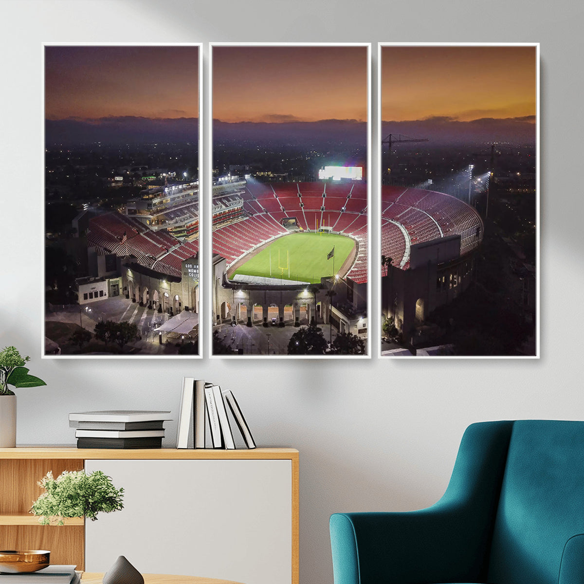 50666-MGV-CV-36X24 - The University of Southern California USC Trojans Football Team Print, Los Angeles Memorial Coliseum