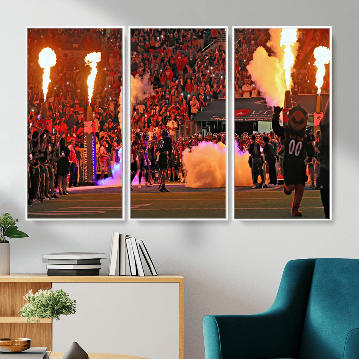 98664-MGV-CV-36X24 - The University of Texas at San Antonio Roadrunners Football Team Print, Extra Large Game Room Wall Decor