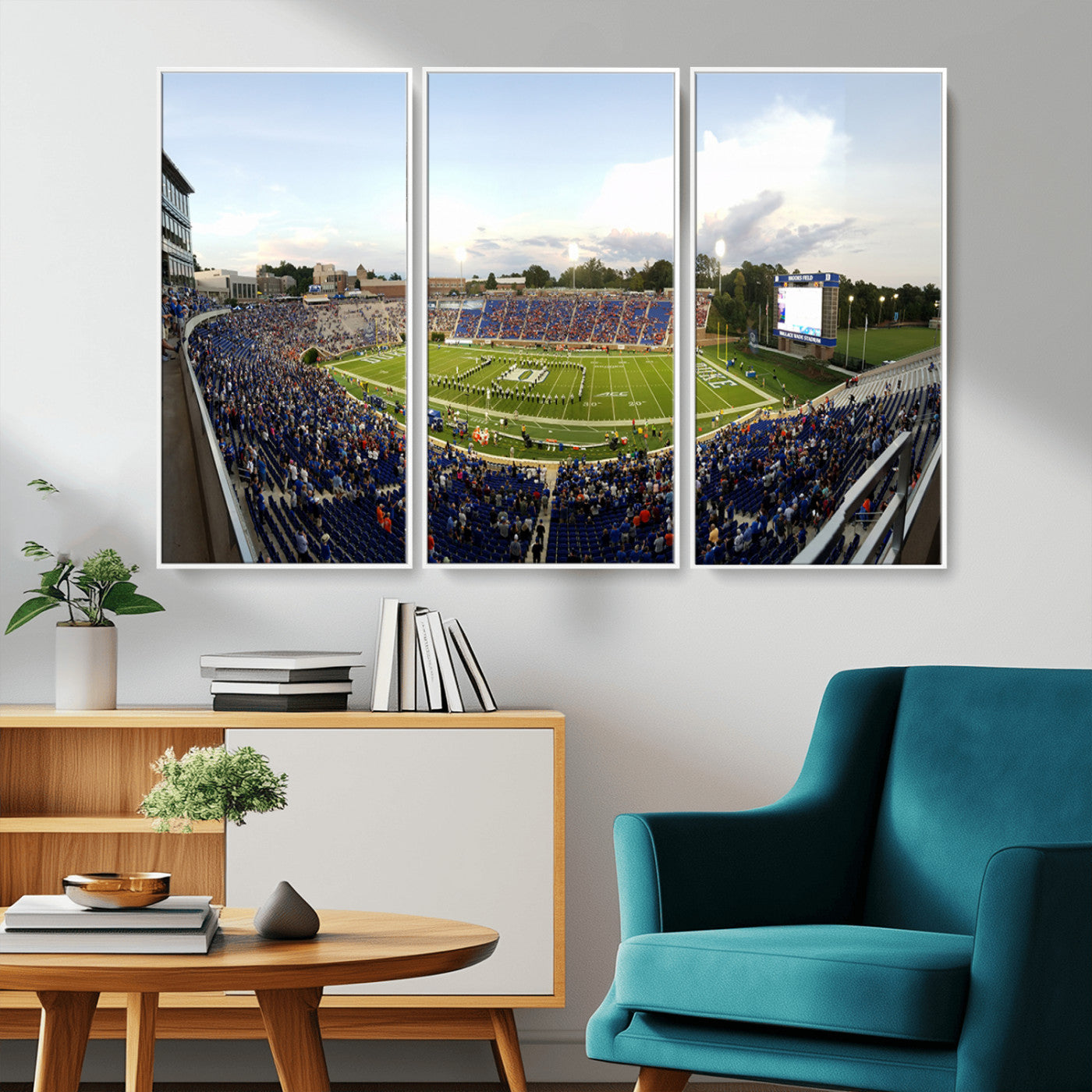 MGV-FC-48X32-3P - The Duke University Blue Devils Football Team Print - Durham Wallace Wade Stadium Wall Art Canvas