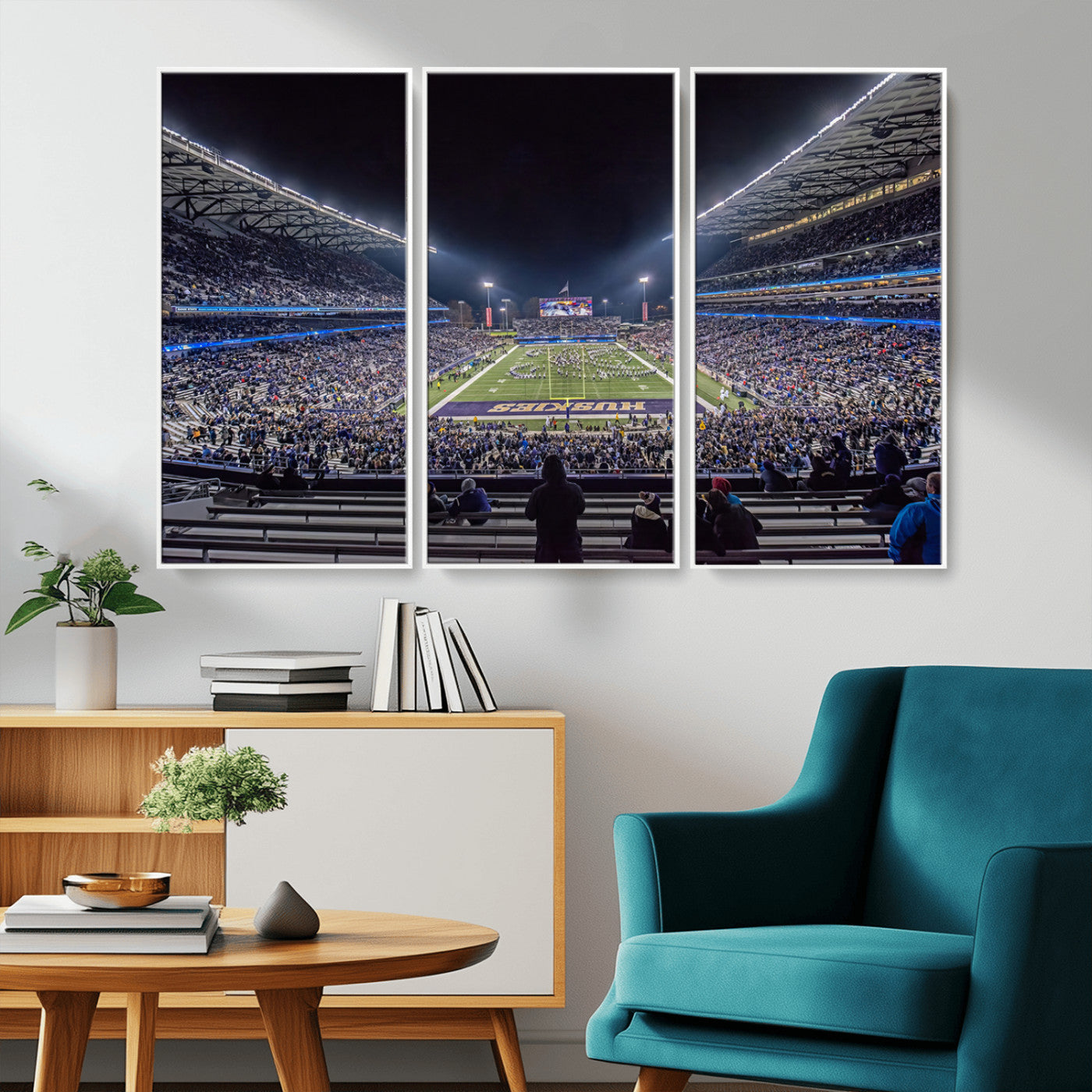 MGV-FC-48X32-3P - The University of Washington Huskies Football Team Print - Seattle Husky Stadium Wall Art Canvas