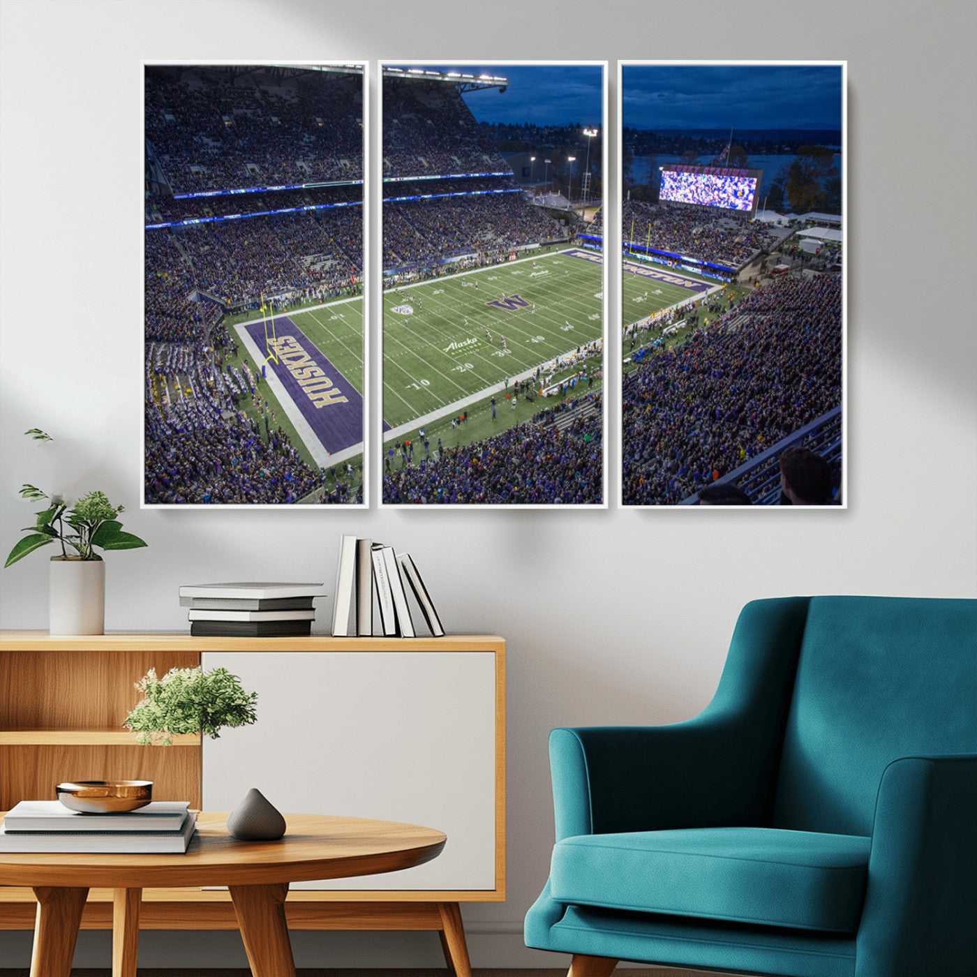 MGV-FC-48X32-3P - The University of Washington Huskies Football Team Print - Seattle Husky Stadium Wall Art Canvas