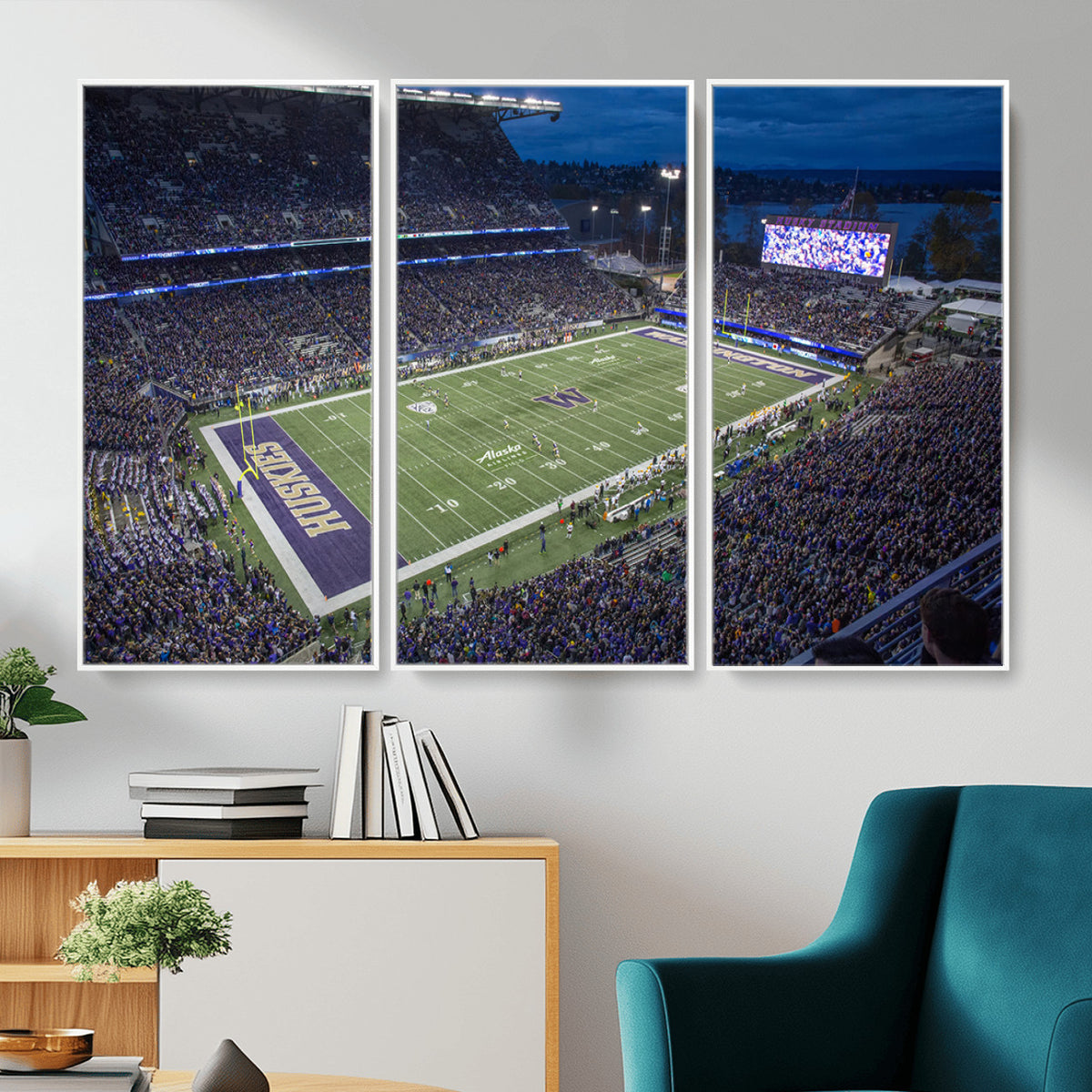 84780-MGV-CV-36X24 - The University of Washington Huskies Football Team Print, Framed and Ready to Hang