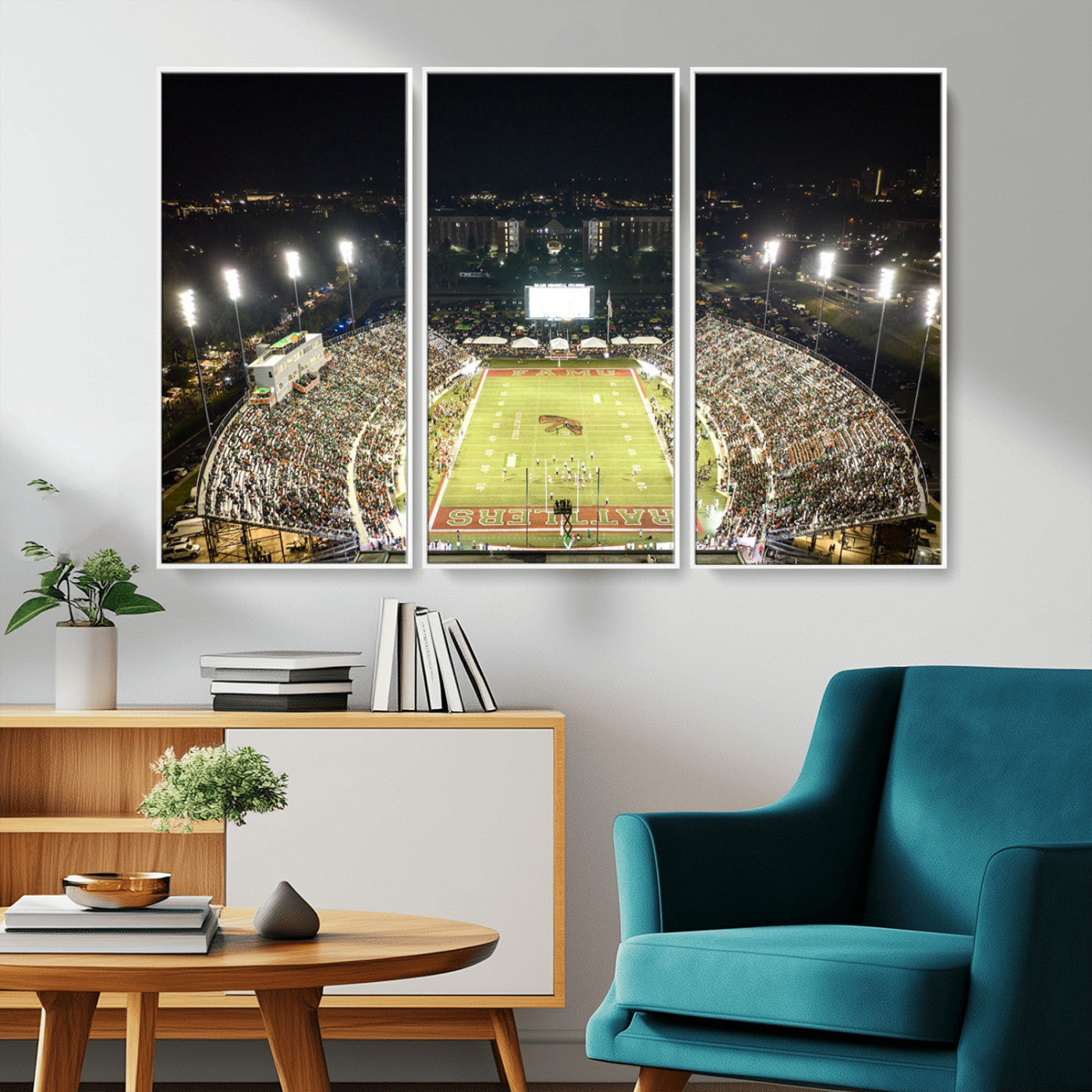 MGV-FC-48X32-3P - Florida A&M Rattlers Football Team Print - Tallahassee Bragg Memorial Stadium Wall Art Canvas Print