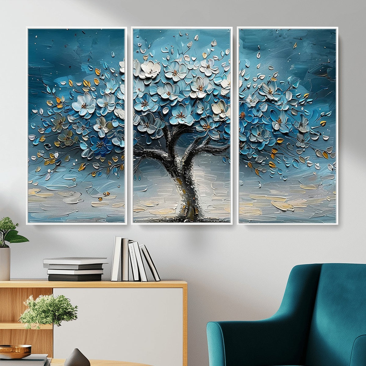24109-_Poster-30x20 - Abstract Blooming Tree Wall Art Canvas Print, Floral Modern Home Decor