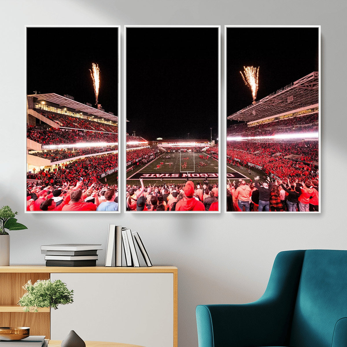 52633-MGV-CV-36X24 - Oregon State Beavers Football Team Print, Corvallis Reser, Framed and Ready to Hang