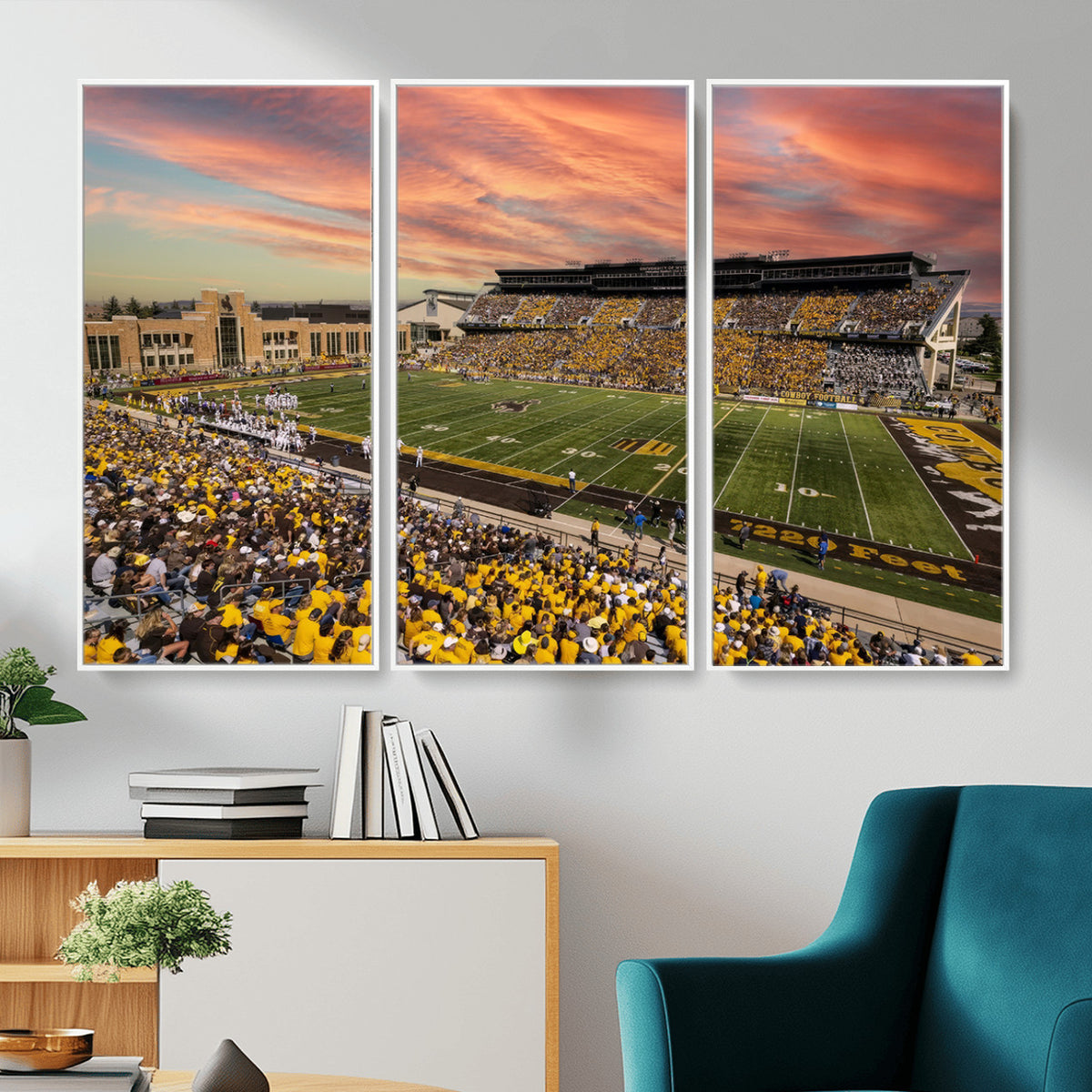 90508-MGV-CV-36X24 - University of Wyoming Cowboys Football Team Print, Laramie, Extra Large Game Room Wall Decor
