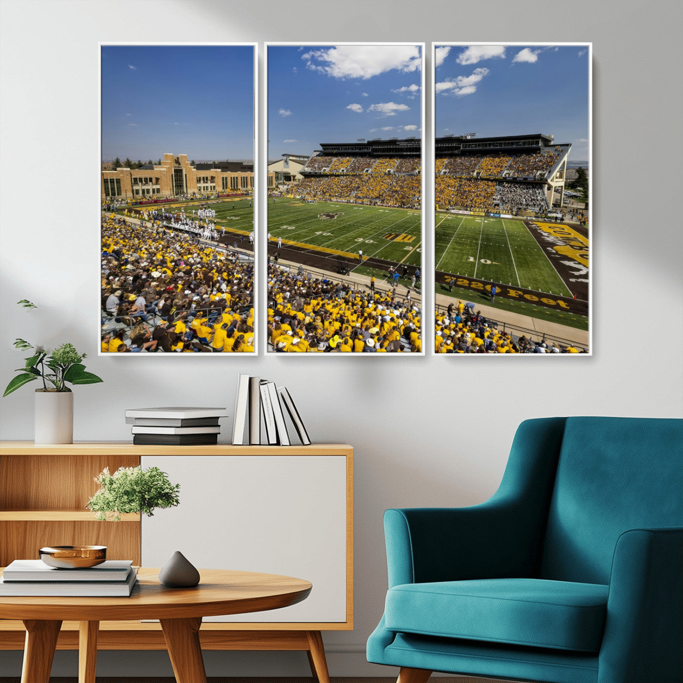 MGV-FC-48X32-3P - University of Wyoming Cowboys Football Team Print - Laramie Jonah Field War Memorial Stadium Wall