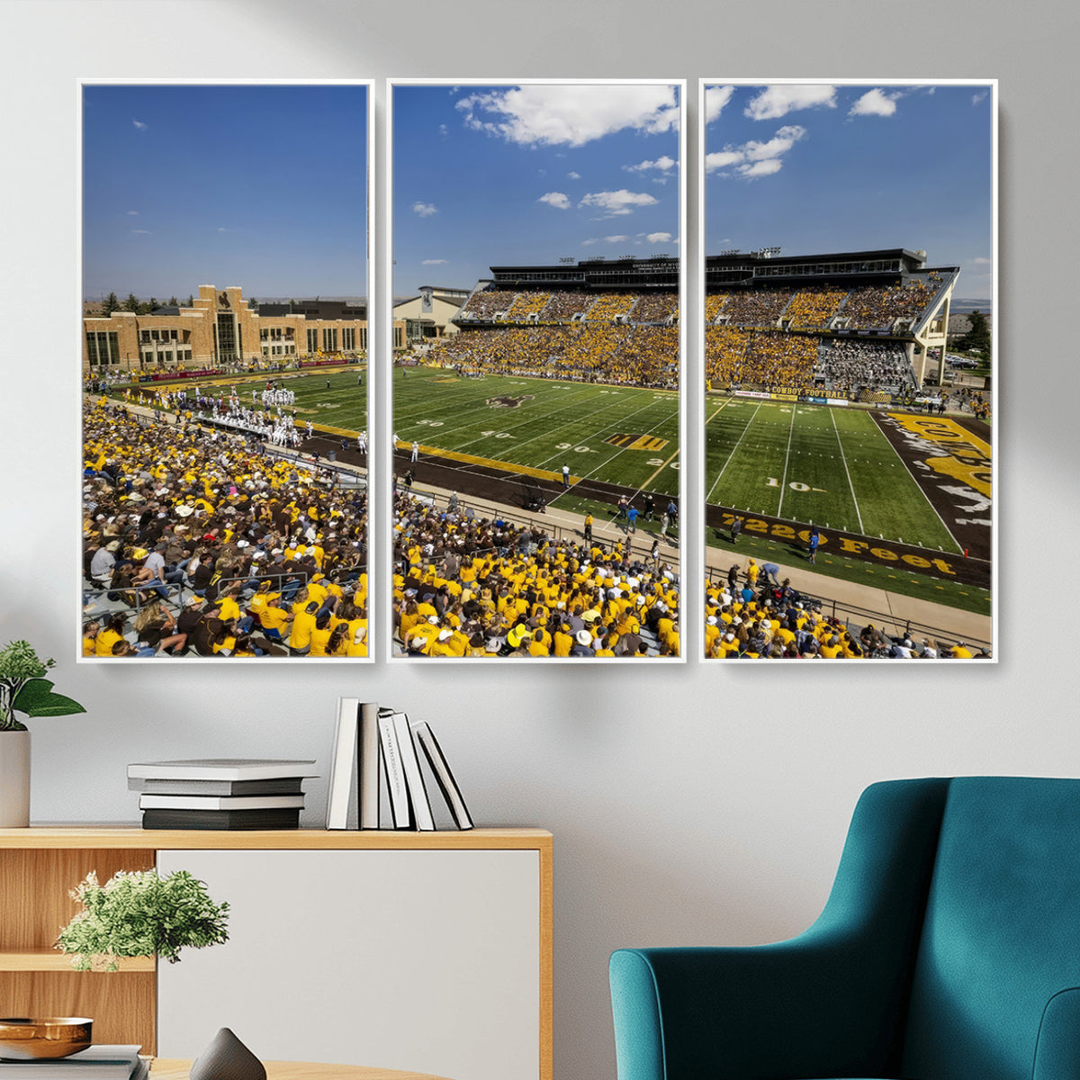 75112-MGV-CV-36X24 - University of Wyoming Cowboys Football Team Print, Laramie, Home Bar Wall Decor