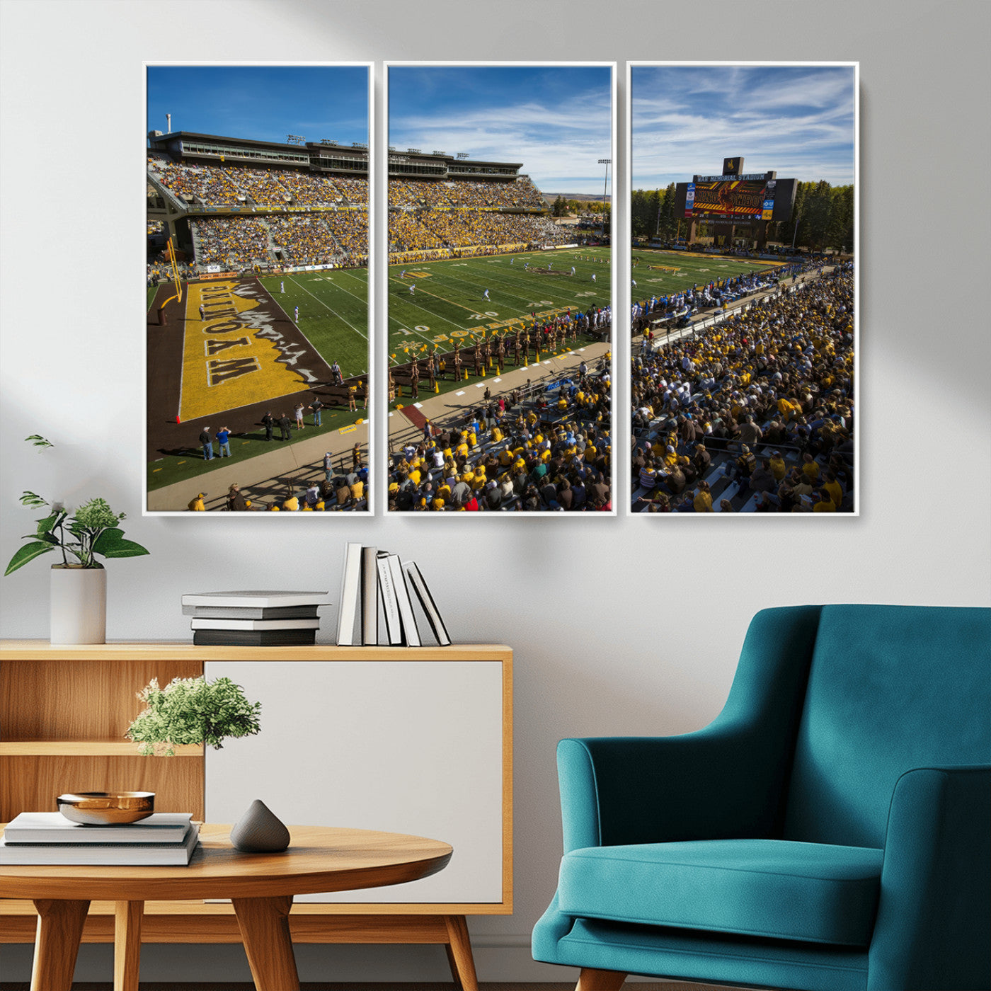 MGV-FC-48X32-3P - University of Wyoming Cowboys Football Team Print - Laramie Jonah Field War Memorial Stadium Wall