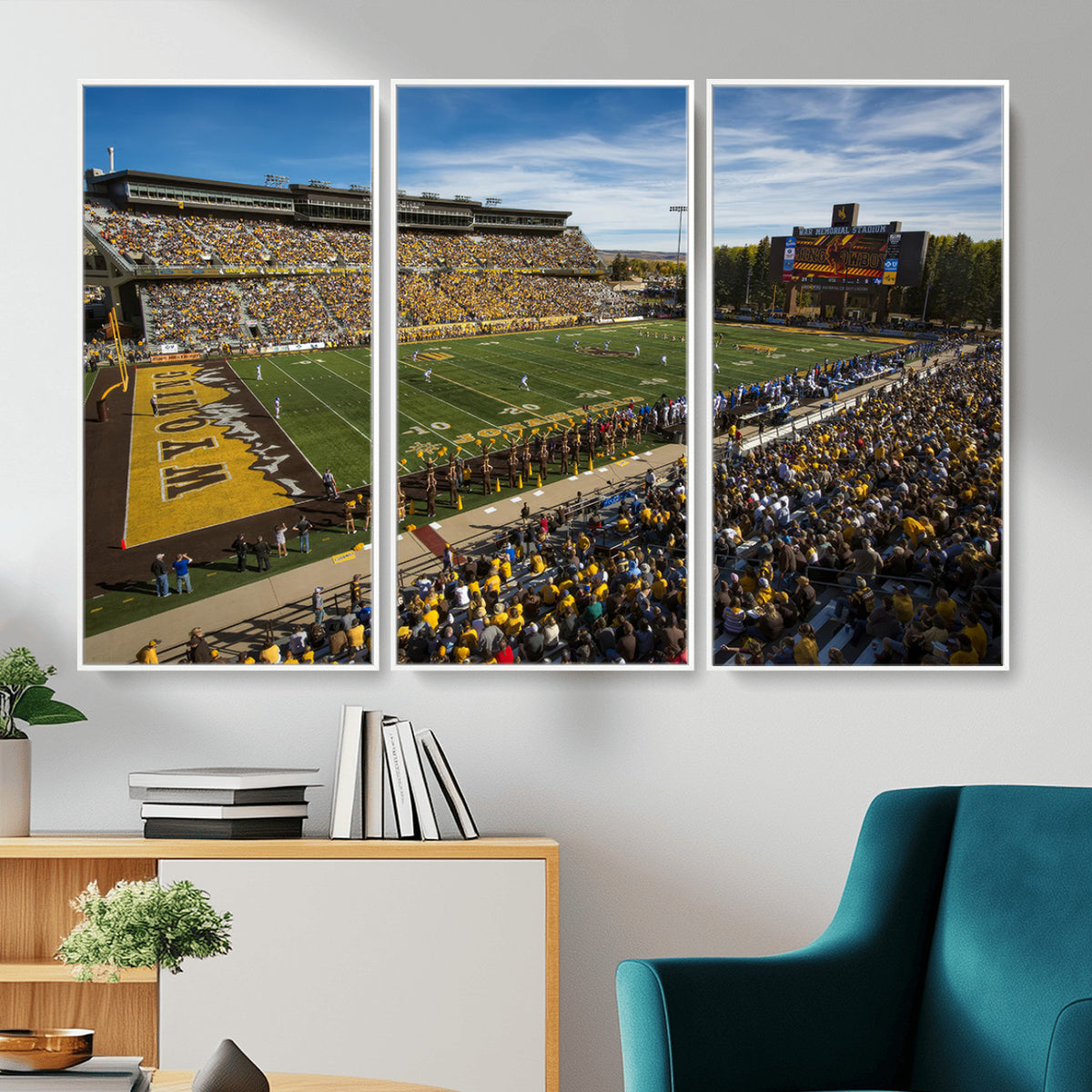 89846-MGV-CV-36X24 - University of Wyoming Cowboys Football Team Print, Laramie, Man Cave Wall Decor
