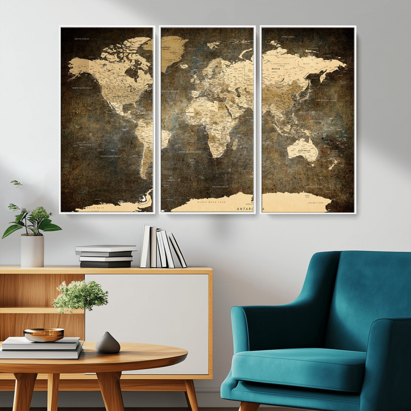 MGV-FC-48X32-3P - Push Pin World Map Canvas Print – Framed Wall Art for Couples to Track Their Travels – Anniversary