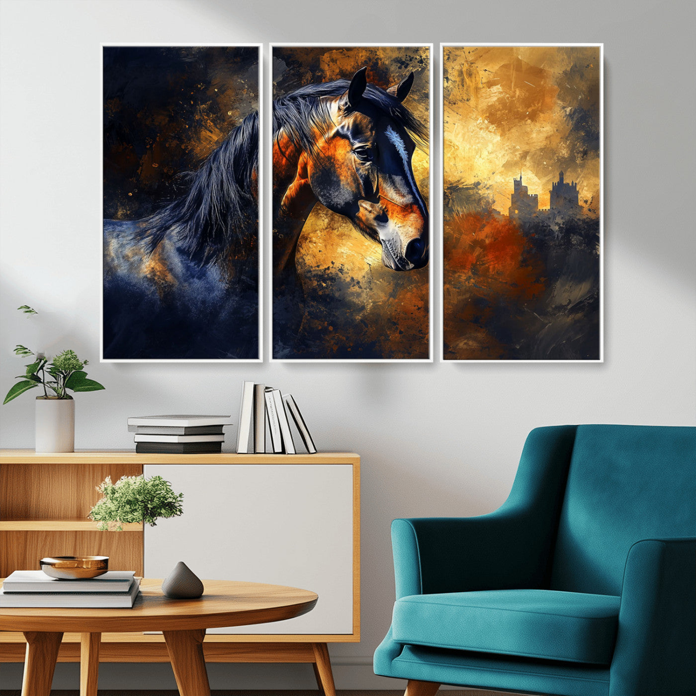MGV-FC-48X32-3P - Abstract Horse Art Print - Abstract Canvas Wall Art | Perfect for Rustic Farmhouse, Modern, or