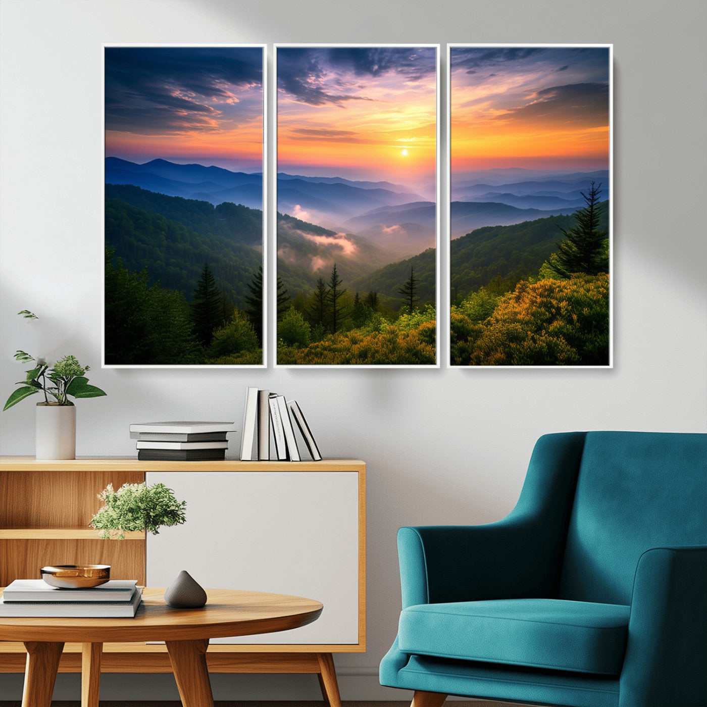 MGV-FC-48X32-3P - Majestic Mountain Sunrise Print | Landscape Wall Art | Canvas Print Ready to Hang | Farmhouse Wall