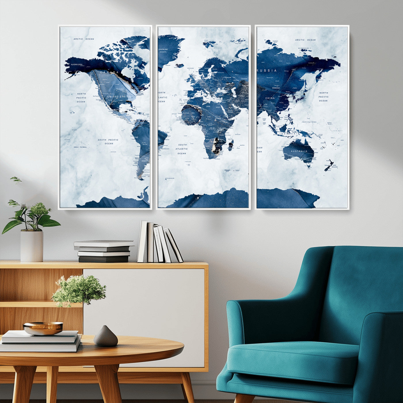 MGV-FC-48X32-3P - Push Pin World Map Canvas Print – Framed Wall Art for Couples to Track Their Travels – Anniversary
