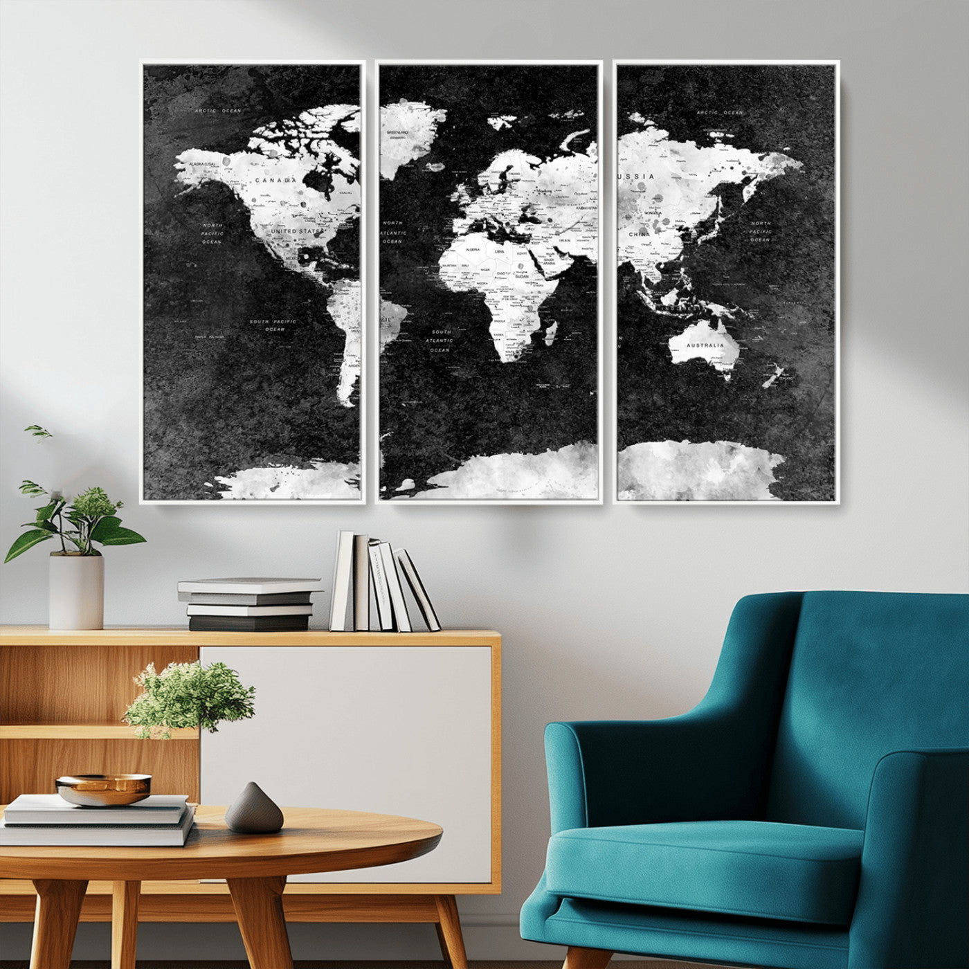 MGV-FC-48X32-3P - Push Pin World Map Canvas Print – Framed Wall Art for Couples to Track Their Travels – Anniversary