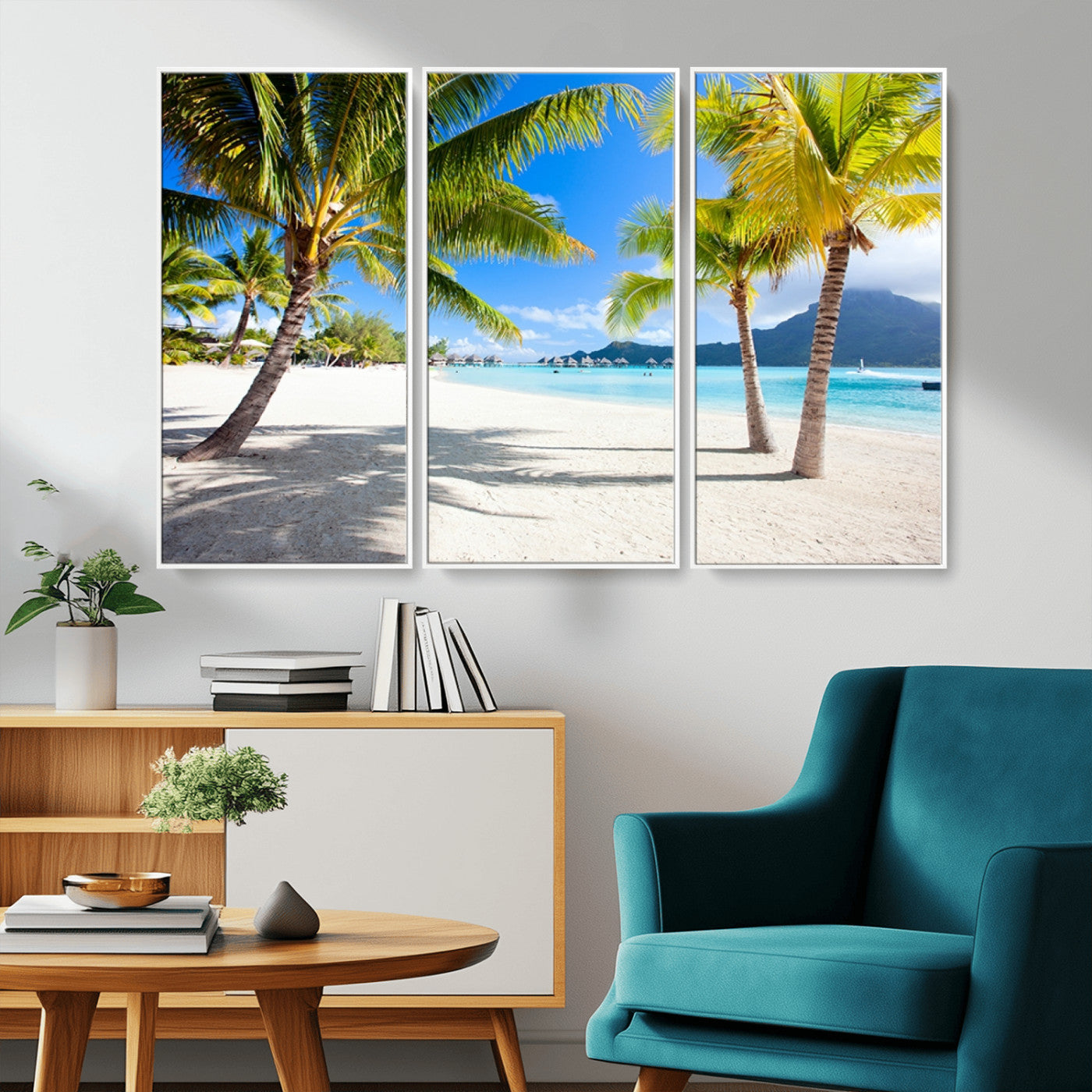 MGV-FC-48X32-3P - Blue Beach and Sea Wall Art Canvas Print