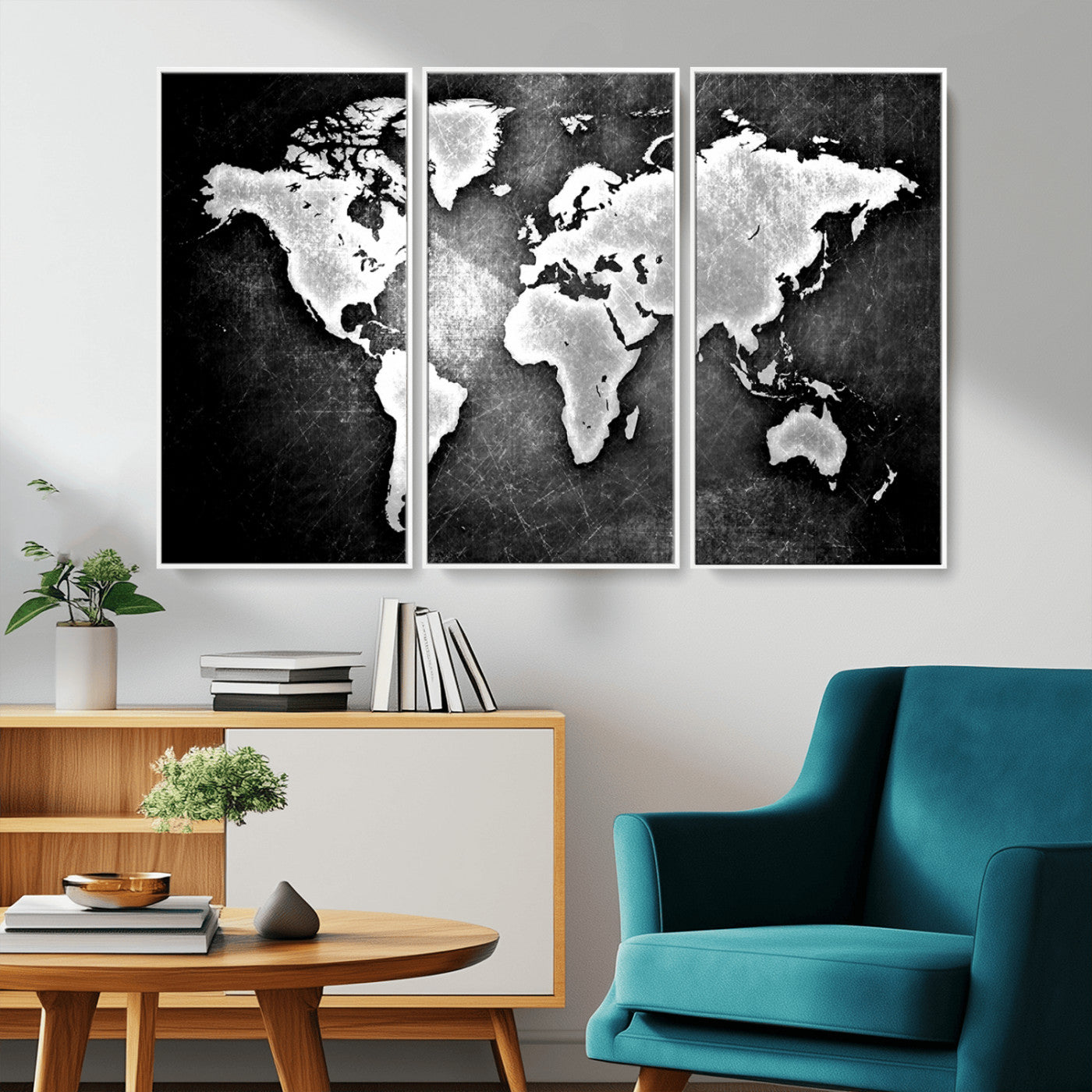 MGV-FC-48X32-3P - World Map Wall Art Canvas Print – Framed Wall Art for Anniversary Gift or Home Adventure Decor