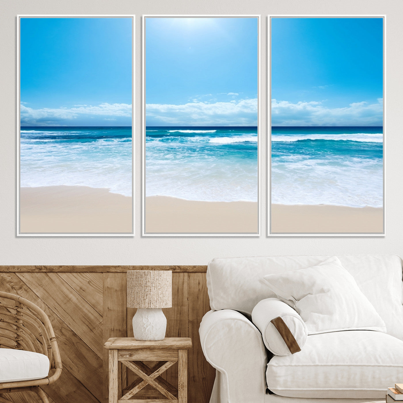 45929-MGV-CV-36X24-Wall Art Canvas Print Shiny Blue Sea and Beach