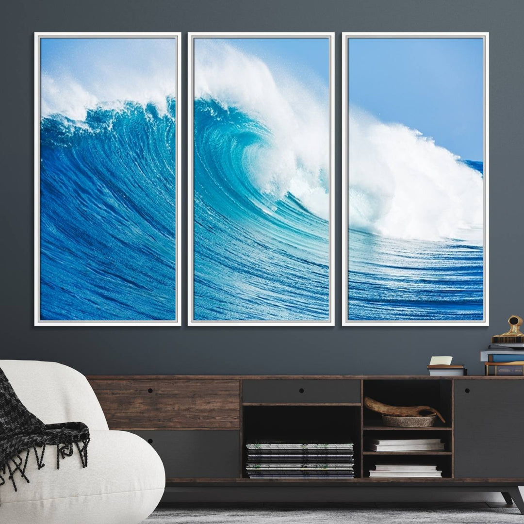 Ocean Wave Canvas Wall Art Print.