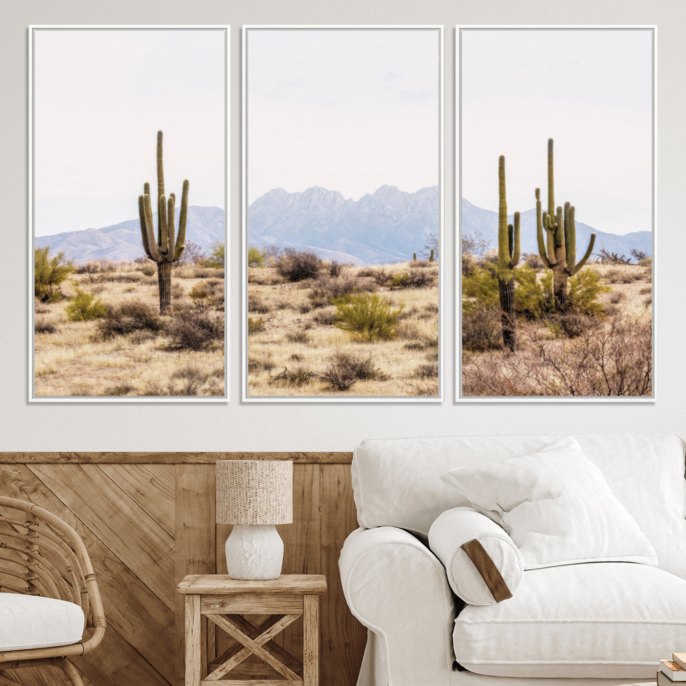 97436-MGV-CV-36X24-Arizona Desert Wall Art Print | Arizona Desert Canvas Print with Saguaro Cacti | Southwestern Landscape Wall Art | Framed Farmhouse Decor