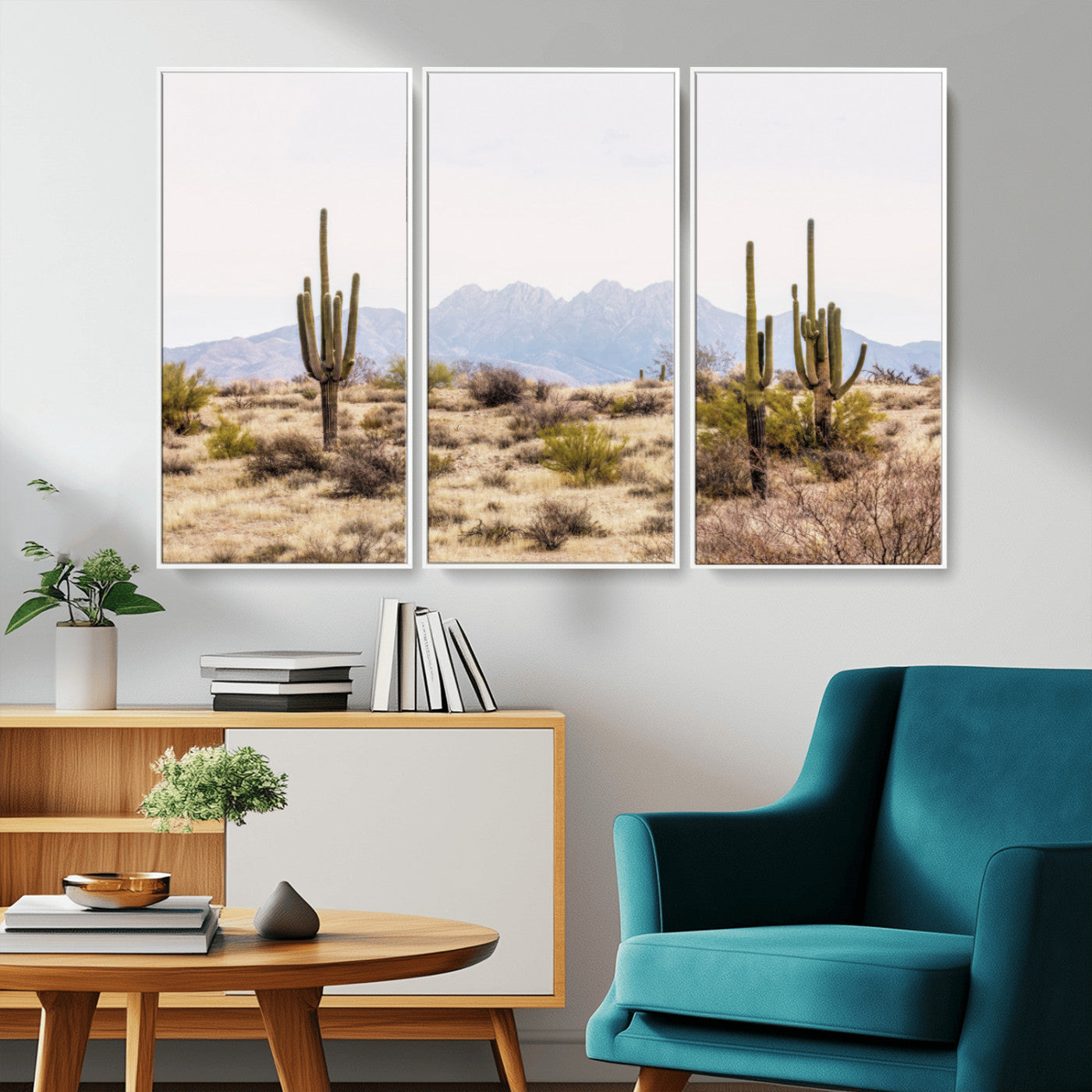 MGV-FC-48X32-3P - Arizona Desert Wall Art Print | Arizona Desert Canvas Print with Saguaro Cacti | Southwestern