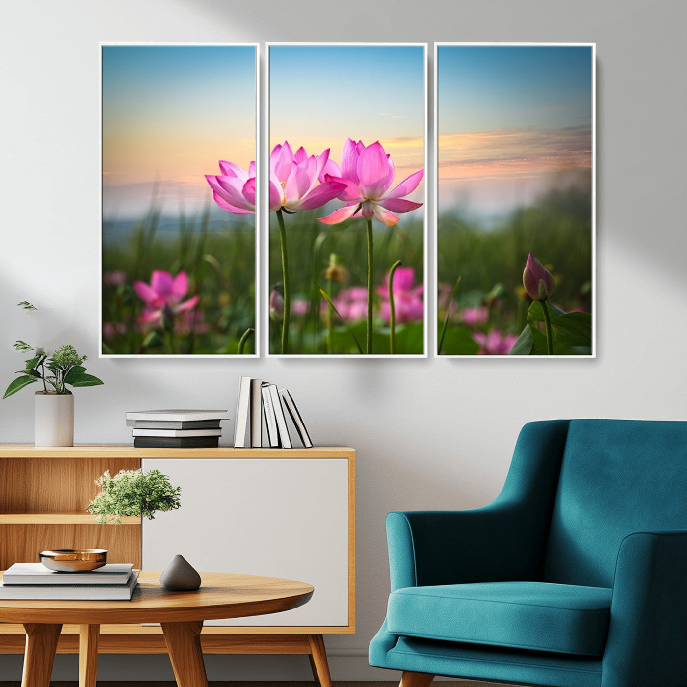MGV-FC-48X32-3P - Pink Flower on the Mountain Canvas Print, Framed Pink Flower Canvas Wall Art