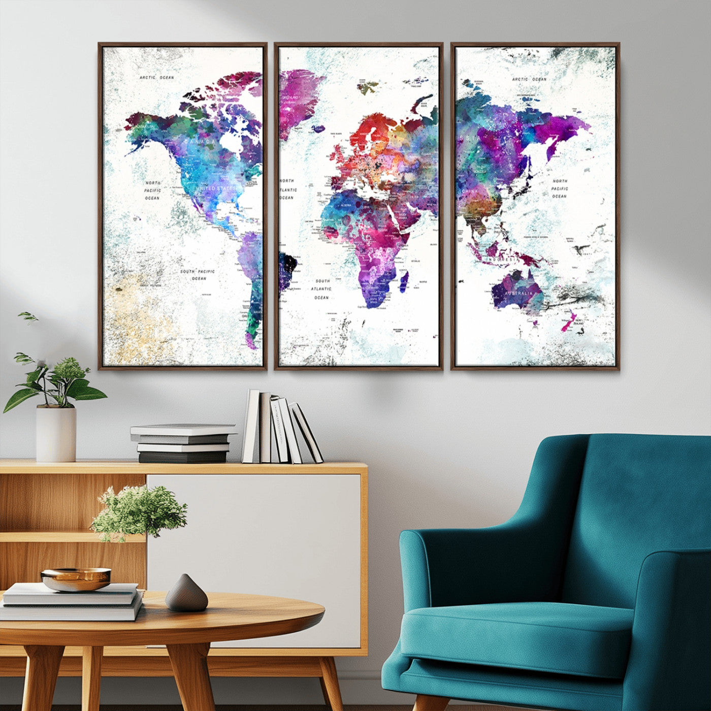MGV-FC-48X32-3P - Push Pin World Map Canvas Print – Framed Wall Art for Couples to Track Their Travels – Anniversary