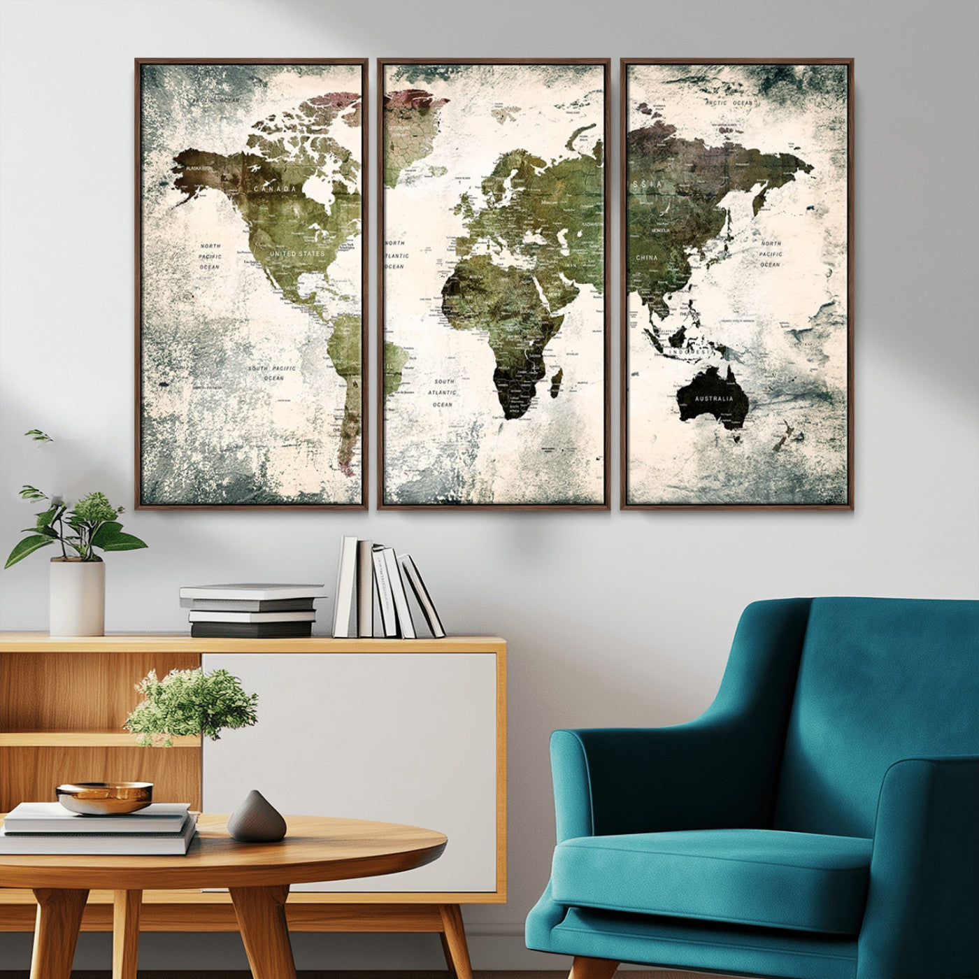 MGV-FC-48X32-3P - Push Pin World Map Canvas Print – Framed Wall Art for Couples to Track Their Travels – Anniversary