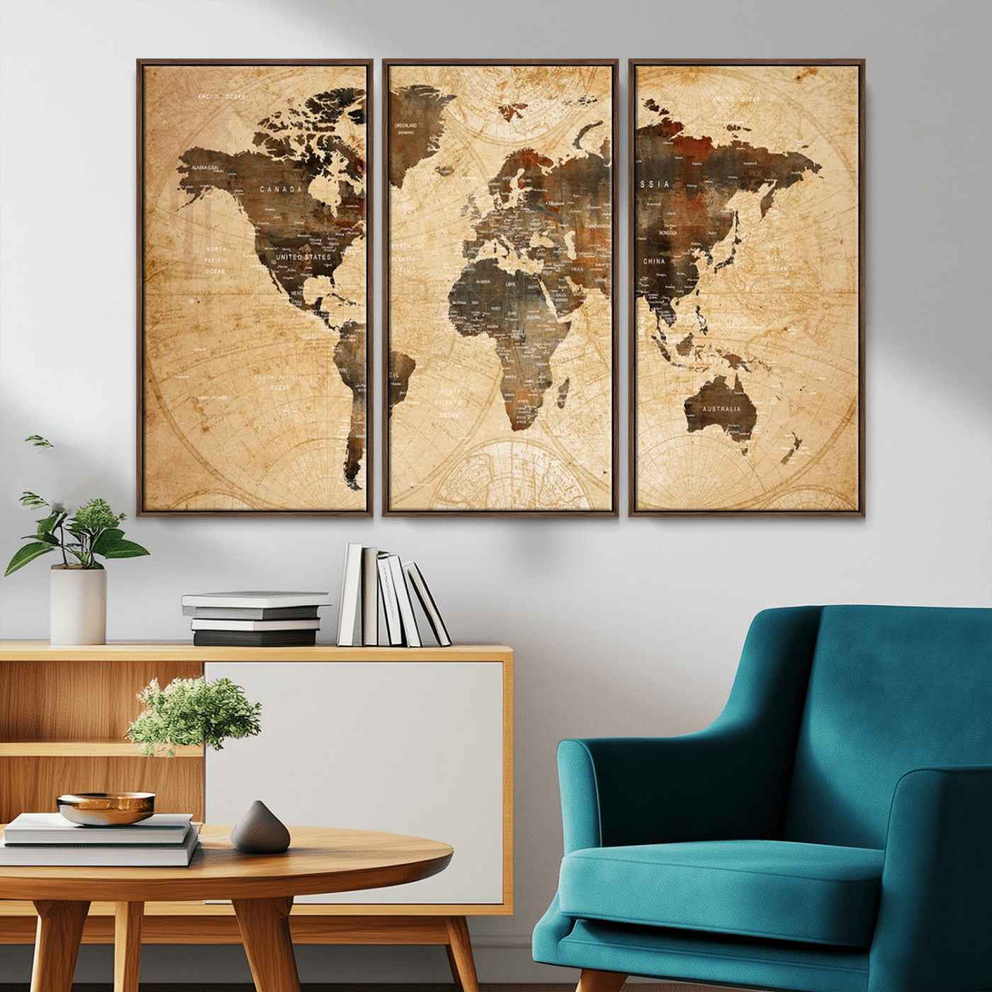 MGV-FC-48X32-3P - Push Pin World Map Canvas Print – Framed Wall Art for Couples to Track Their Travels – Anniversary