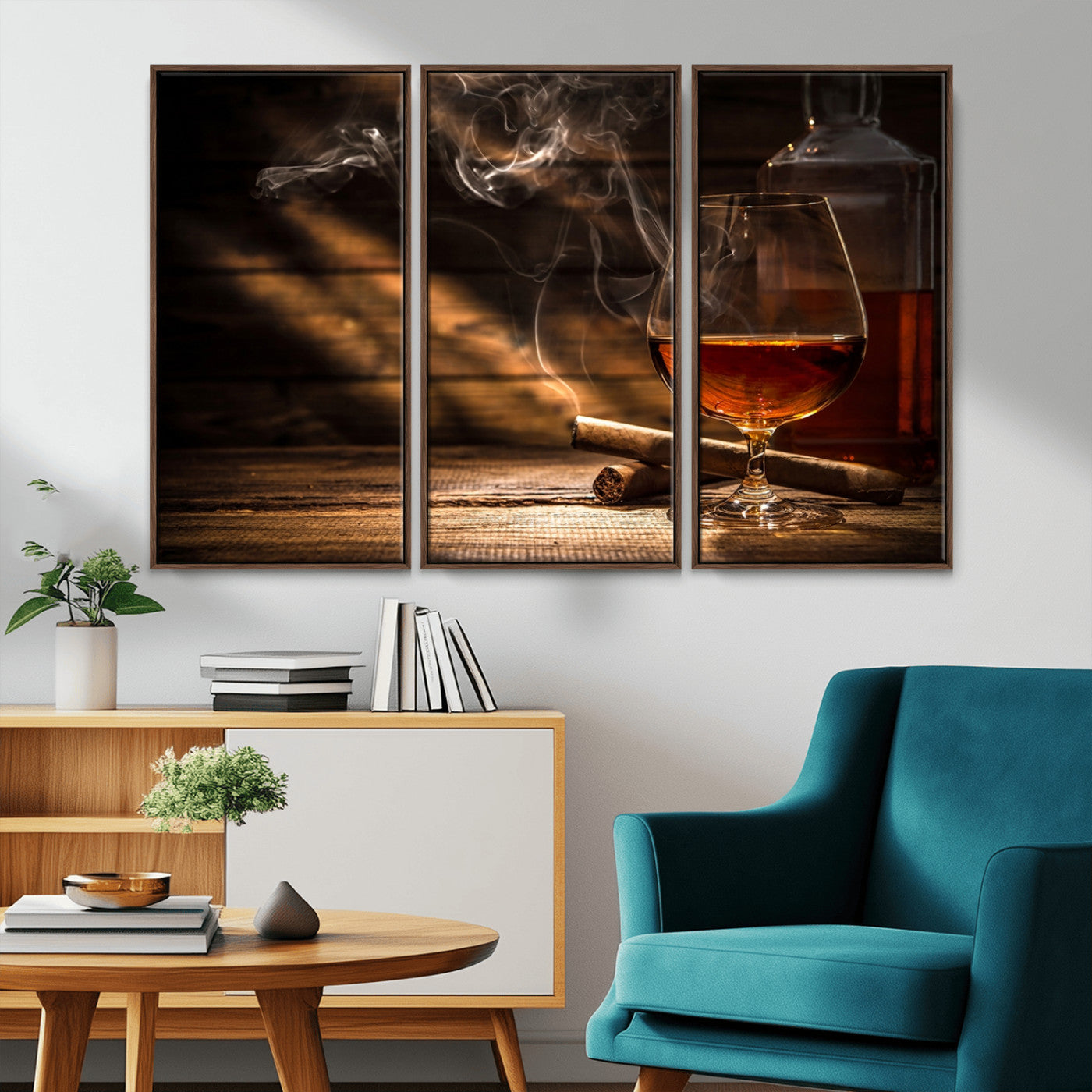 MGV-FC-48X32-3P - Whiskey and Cigar Wall Art Canvas Print