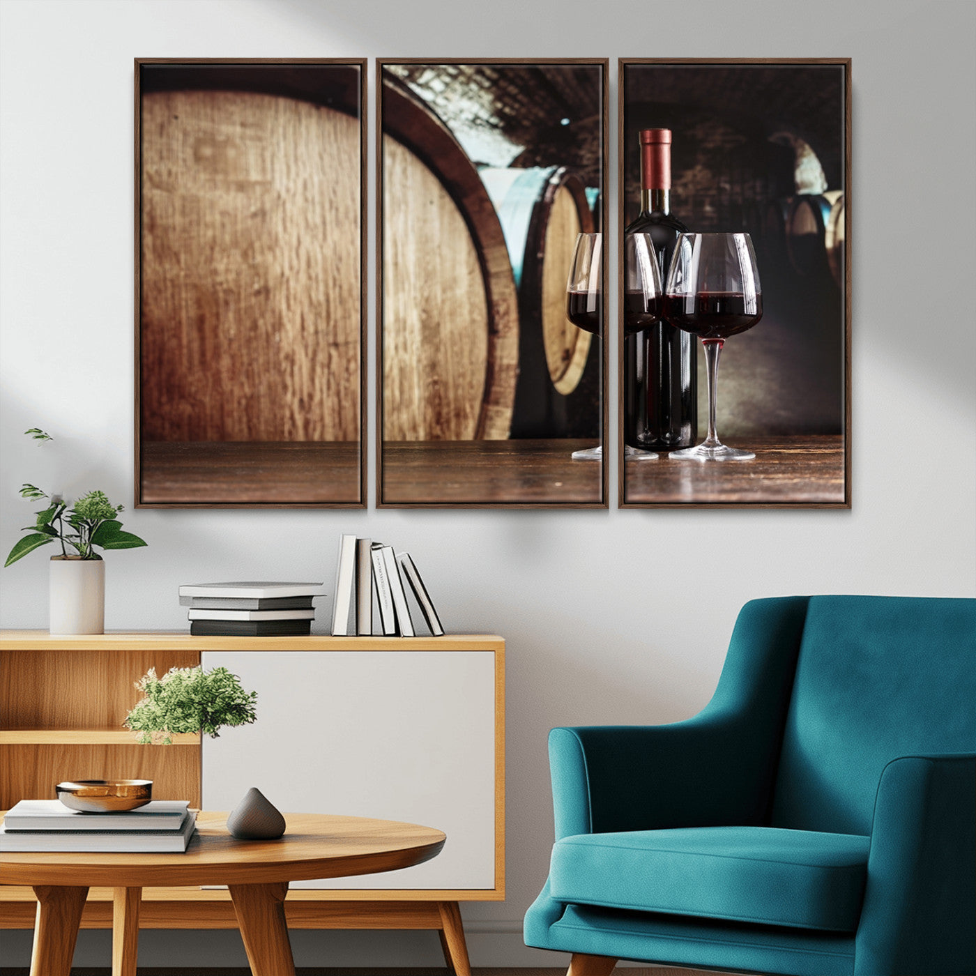 MGV-FC-48X32-3P - Wine and Barrel Wall Art Canvas Print