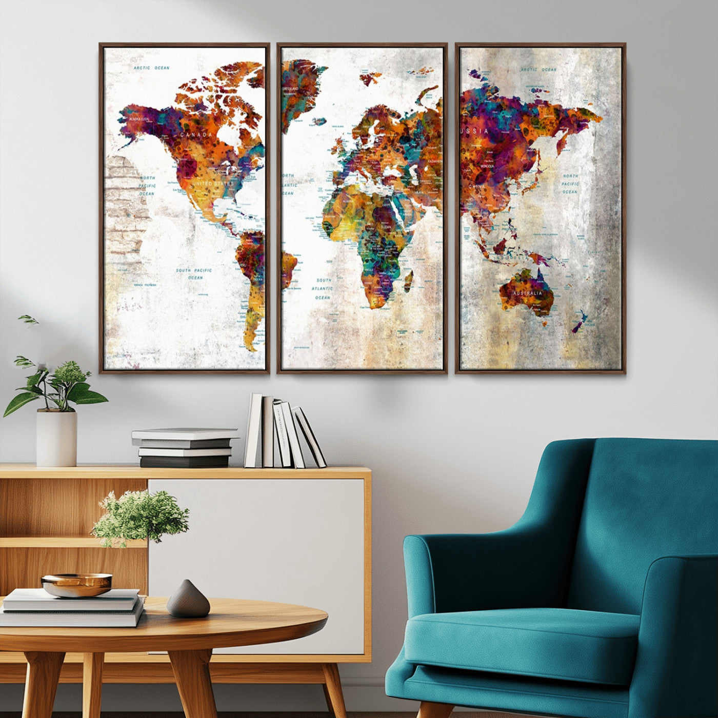 MGV-FC-48X32-3P - Push Pin World Map Canvas Print – Framed Wall Art for Couples to Track Their Travels – Anniversary