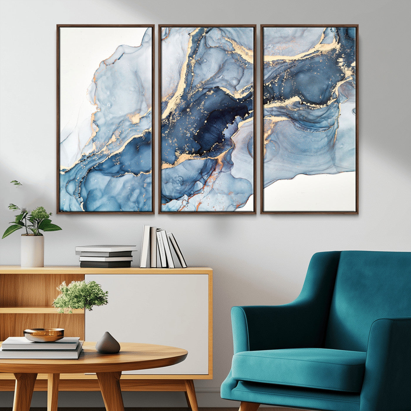 33782-MGV-CV-36X24-Abstract Art Print - Blue Abstract Canvas Wall Art Print Abstract Art Fluid Effect Marble Wall Art