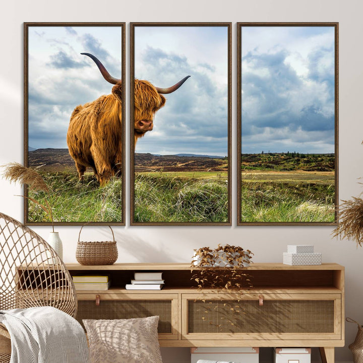 Highland Cattle Canvas Print: A minimalistic touch for any setting.