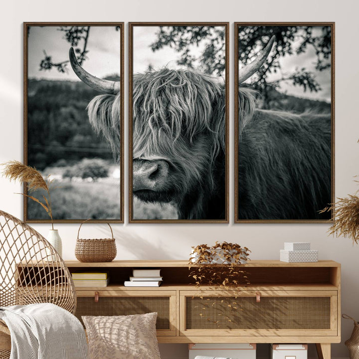 The Highland Cow Wall Art Canvas Print is displayed.