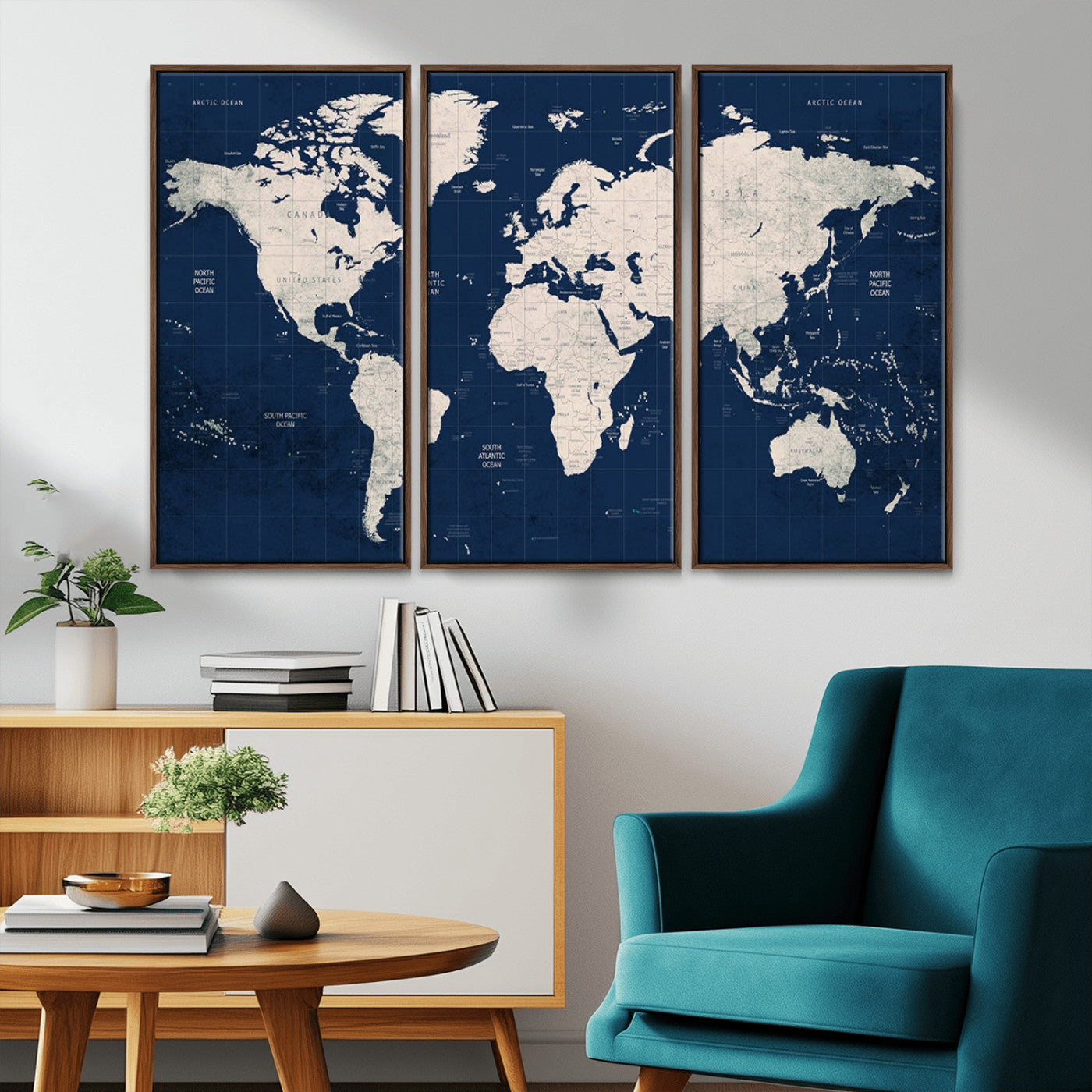 17866-MGV-CV-36X24-Push Pin World Map Canvas Print – Framed Wall Art for Couples to Track Their Travels – Anniversary