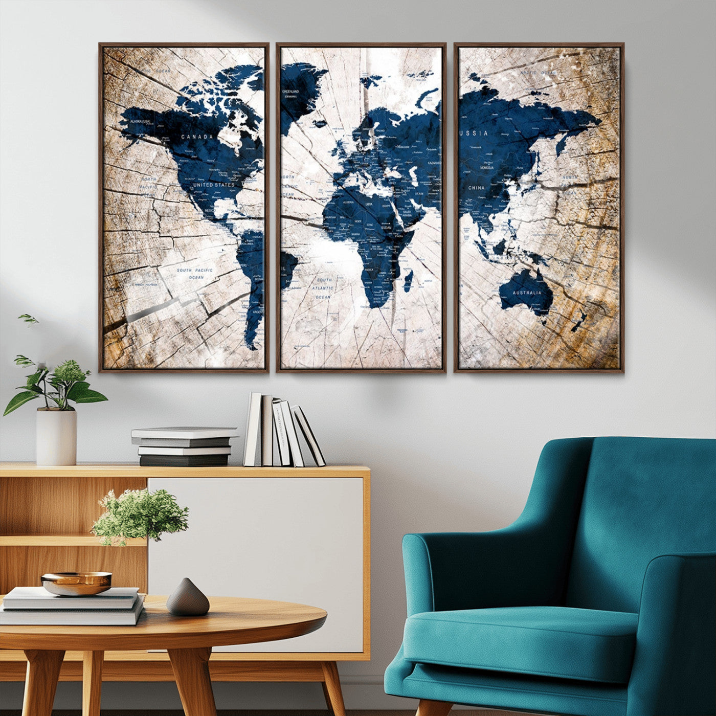 MGV-FC-48X32-3P - Push Pin World Map Canvas Print – Framed Wall Art for Couples to Track Their Travels – Anniversary