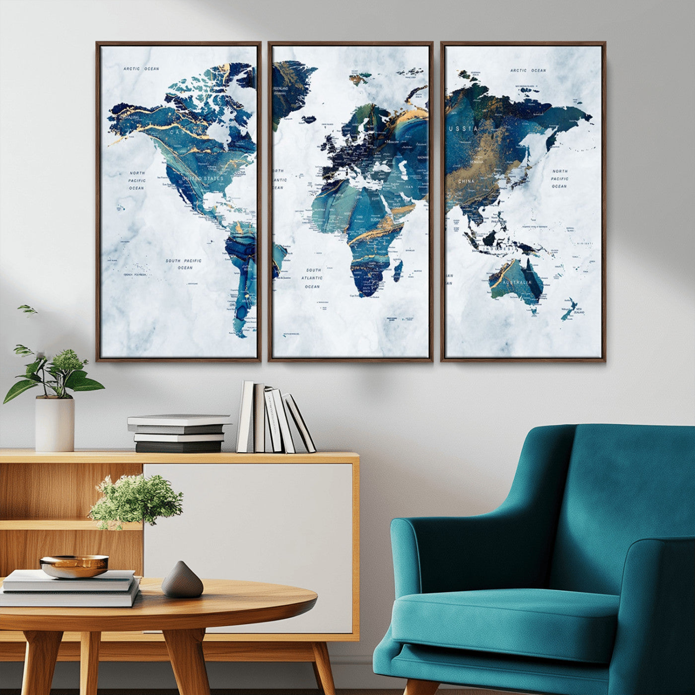 MGV-FC-48X32-3P - Push Pin World Map Canvas Print – Framed Wall Art for Couples to Track Their Travels – Anniversary