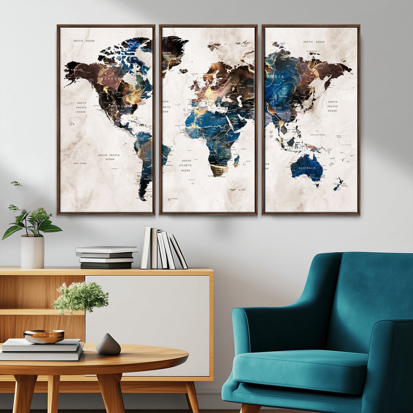 MGV-FC-48X32-3P - Push Pin World Map Canvas Print – Framed Wall Art for Couples to Track Their Travels – Anniversary
