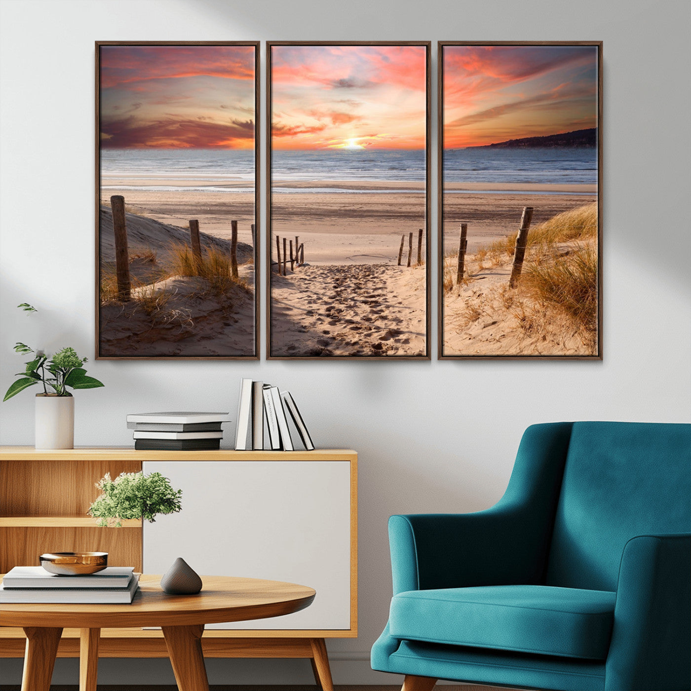 MGV-FC-48X32-3P - Sunset on the Sea Wall Art Canvas Print