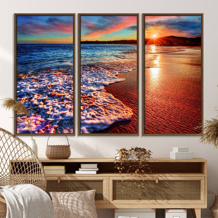 Hawaii Beach and Sunset Wall Art Canvas Print