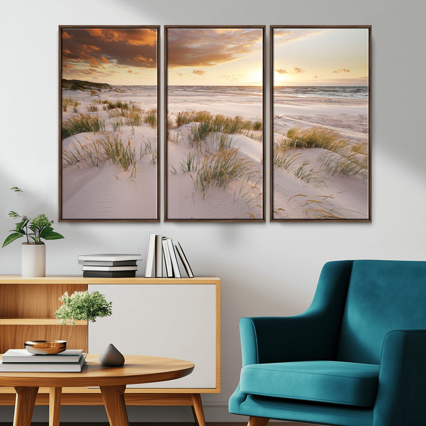 MGV-FC-48X32-3P - Flight Over Coastal Beach Landscape, Flight Over Coastal Beach Print Canvas Wall Art